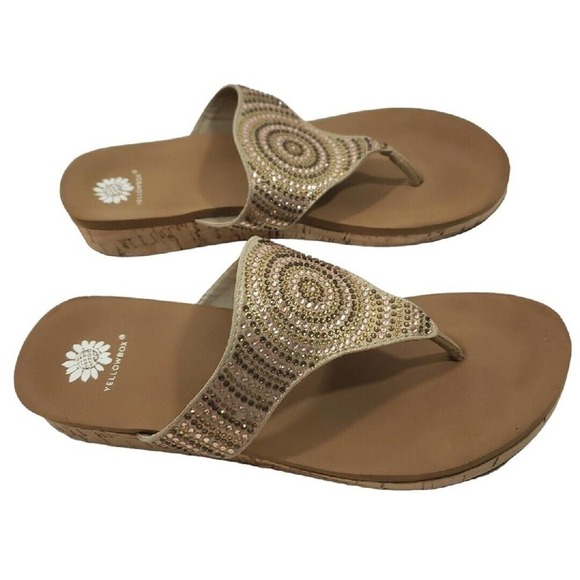 Yellow Box Womens Cadenza Beige Thong Sandals Shoes 8.5 Medium (B,M) 5522 - Picture 2 of 12